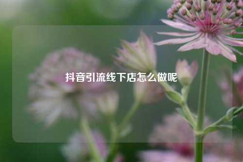 抖音引流线下店怎么做呢