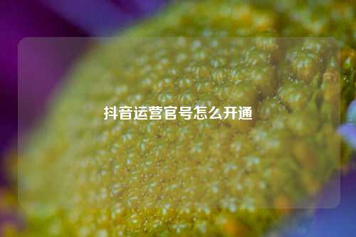 抖音运营官号怎么开通