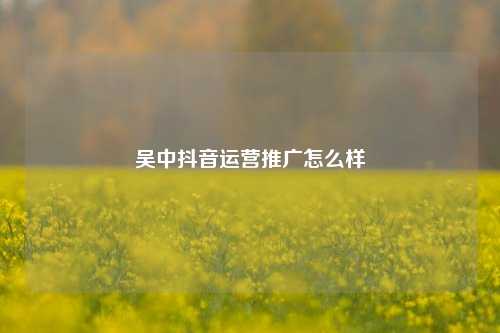 吴中抖音运营推广怎么样