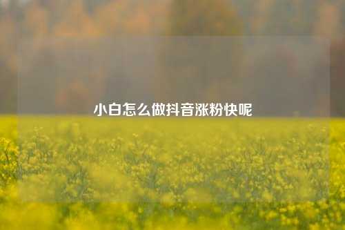 小白怎么做抖音涨粉快呢